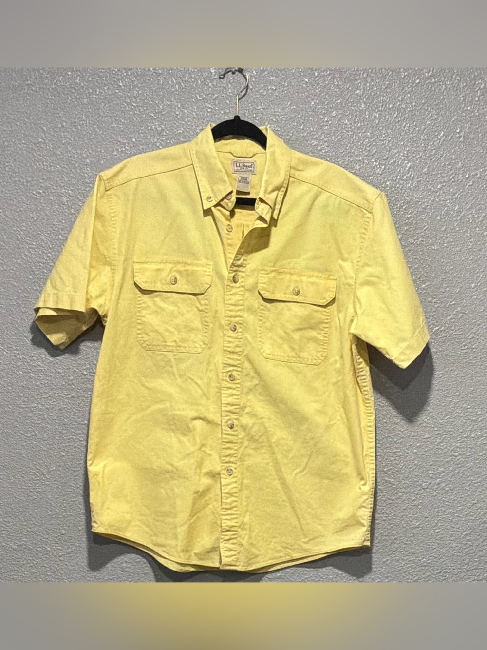 L.L. Bean Lemon Yellow Short-Sleeve Button-Down Shirt